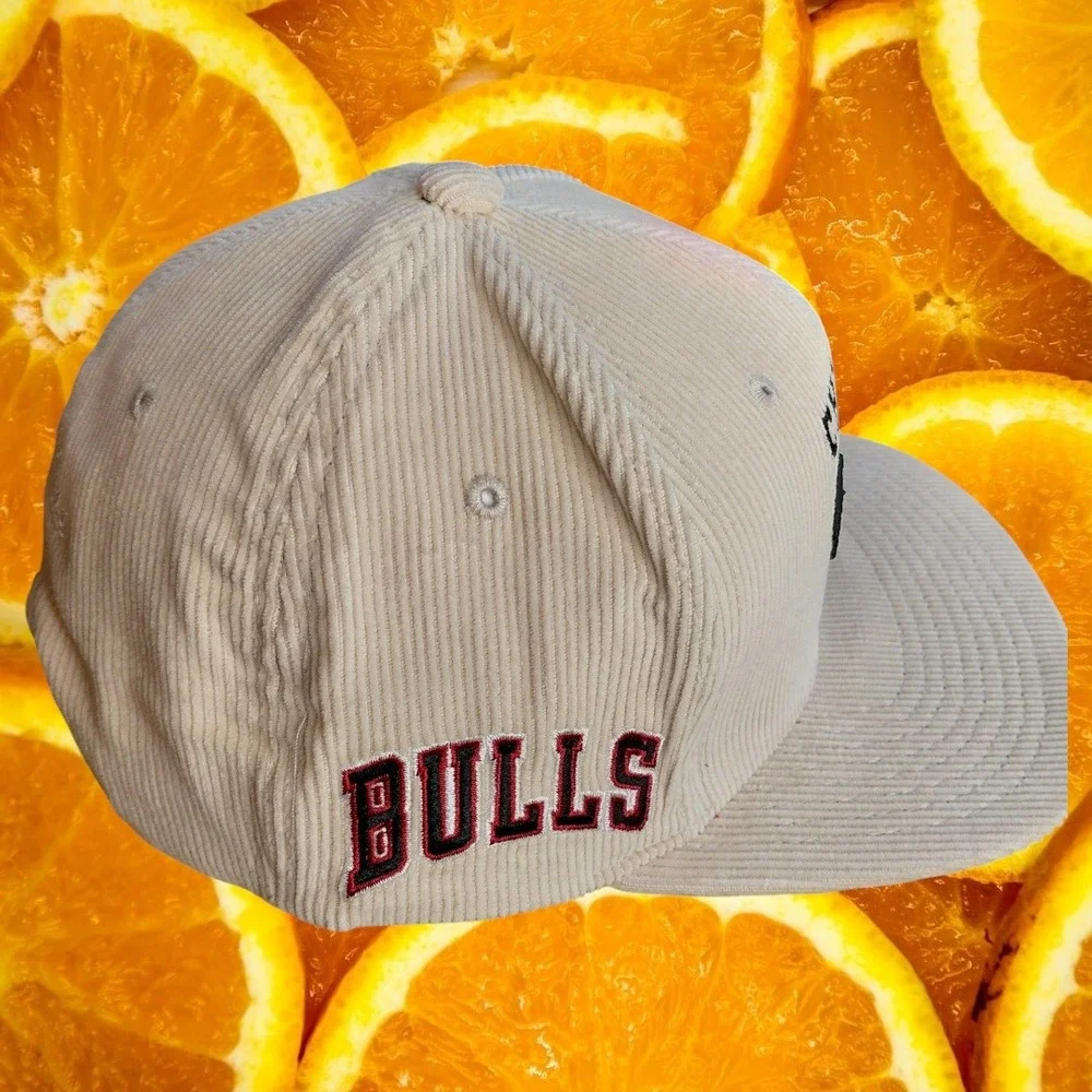 Mitchell Ness Chicago Bulls Corduroy Strapback Hat Tan‎ Mens Adjustable